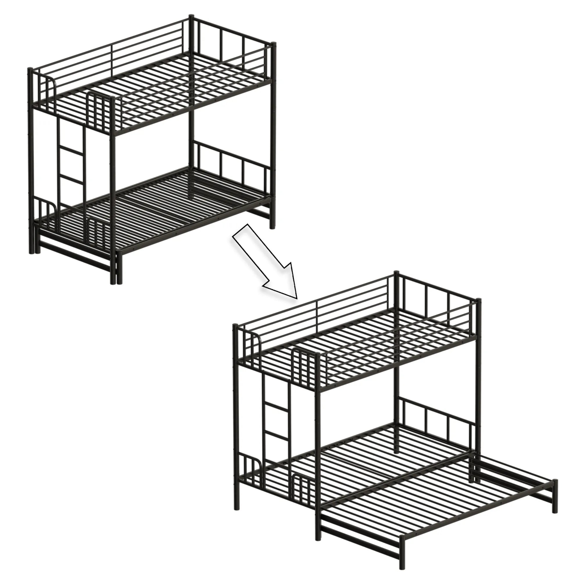 Bellemave® Twin Size Metal Pull - Out Bunk Bed - Bellemave