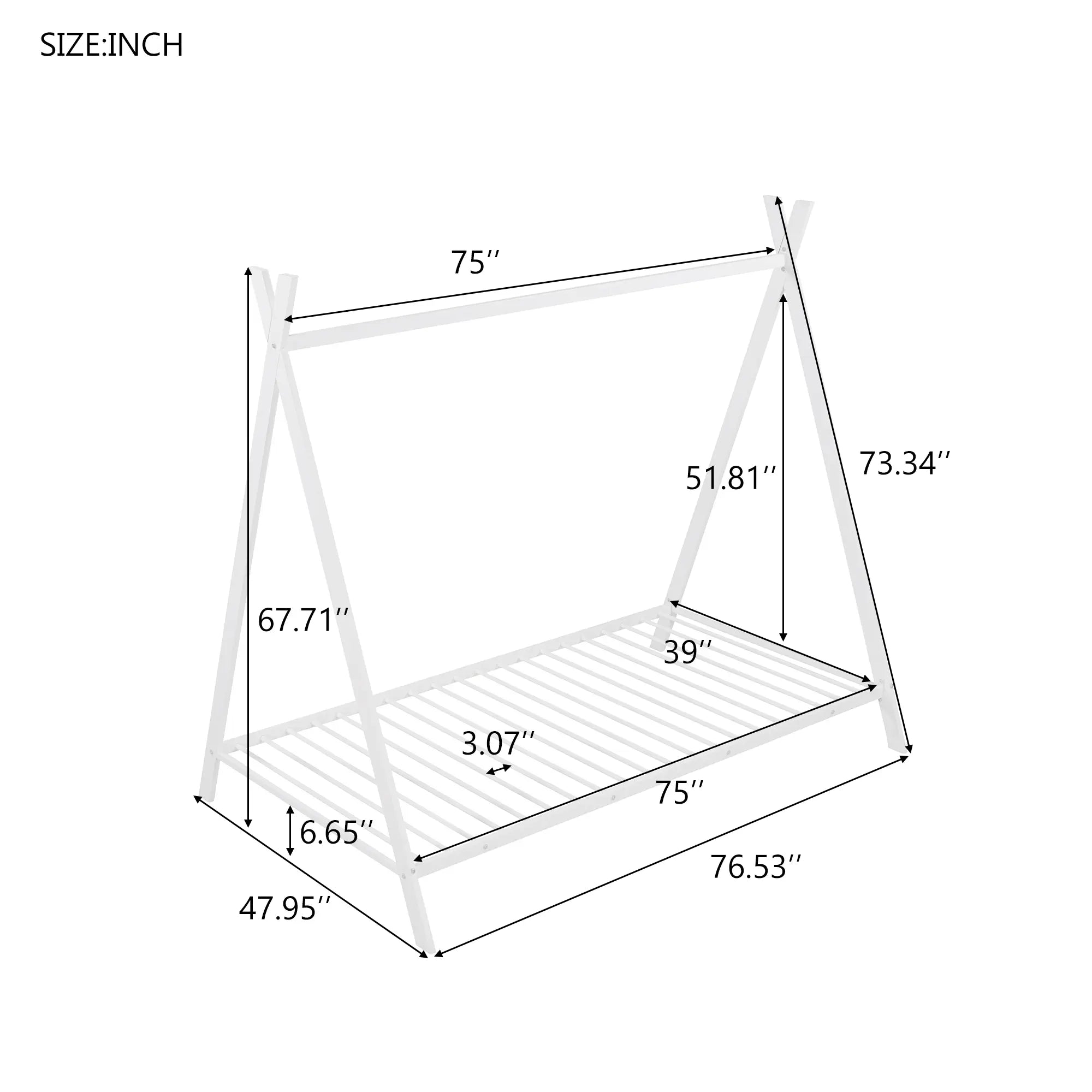 Bellemave® Twin Size Metal Tent Bed with Slat - Bellemave
