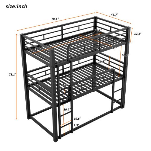 Bellemave® Twin Size Metal Triple Bunk Bed - Bellemave