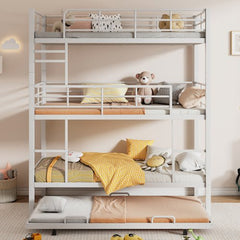 Bellemave® Twin Size Metal Triple Bunk Bed with Trundle Bed - Bellemave