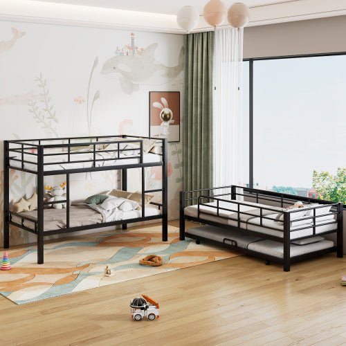 Bellemave® Twin Size Metal Triple Bunk Bed with Trundle Bed - Bellemave