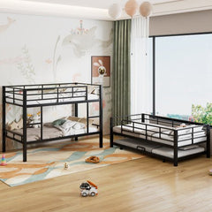 Bellemave® Twin Size Metal Triple Bunk Bed with Trundle Bed - Bellemave