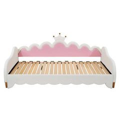 Bellemave® Twin Size Modern Upholstered Princess Extending Daybed,Crown Headboard with LED Lights - Bellemave
