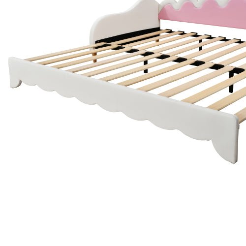 Bellemave® Twin Size Modern Upholstered Princess Extending Daybed,Crown Headboard with LED Lights - Bellemave