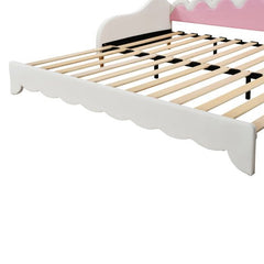 Bellemave® Twin Size Modern Upholstered Princess Extending Daybed,Crown Headboard with LED Lights - Bellemave