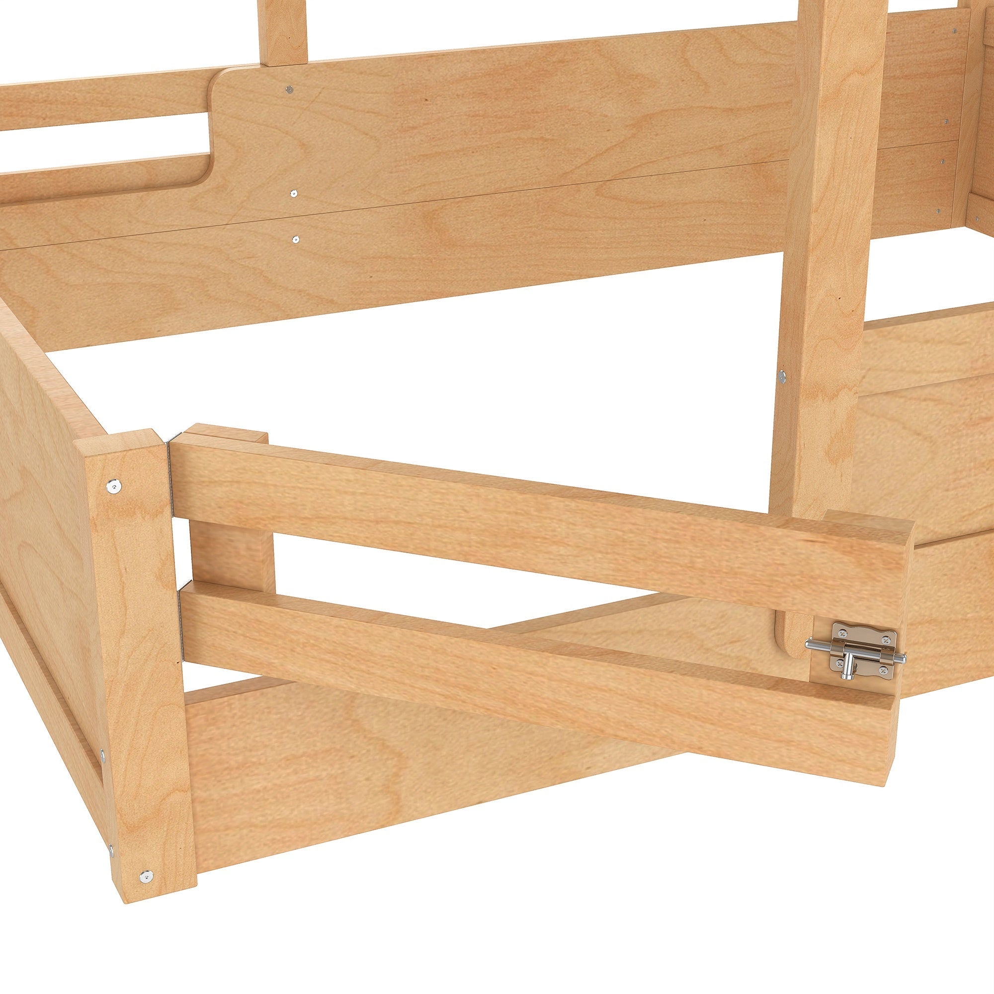 Bellemave® Twin Size Montessori Floor Bed for Kids, Solid Wood House Floor Bed with Roof, Built - in Shelfe, and Free - Installed Signboard, White - Bellemave