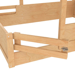 Bellemave® Twin Size Montessori Floor Bed for Kids, Solid Wood House Floor Bed with Roof, Built - in Shelfe, and Free - Installed Signboard, White - Bellemave