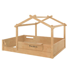 Bellemave® Twin Size Montessori Floor Bed for Kids, Solid Wood House Floor Bed with Roof, Built - in Shelfe, and Free - Installed Signboard, White - Bellemave