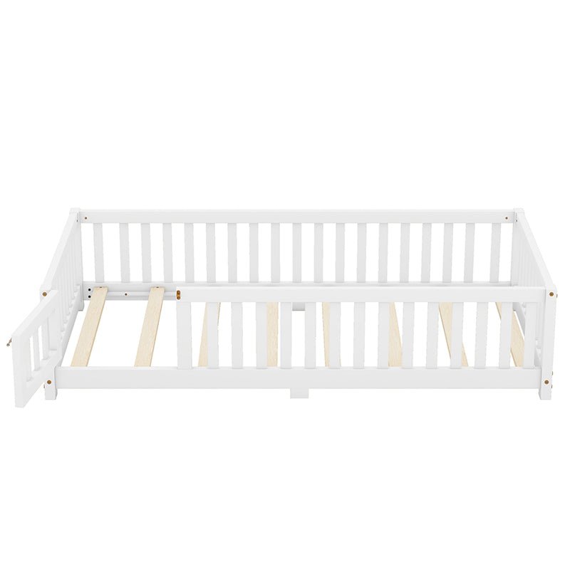 Bellemave® Twin Size Montessori Floor Bed with Safety Guardrails and Door - Bellemave