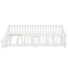Bellemave® Twin Size Montessori Floor Bed with Safety Guardrails and Door - Bellemave