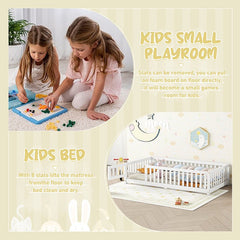 Bellemave® Twin Size Montessori Floor Bed with Safety Guardrails and Door - Bellemave