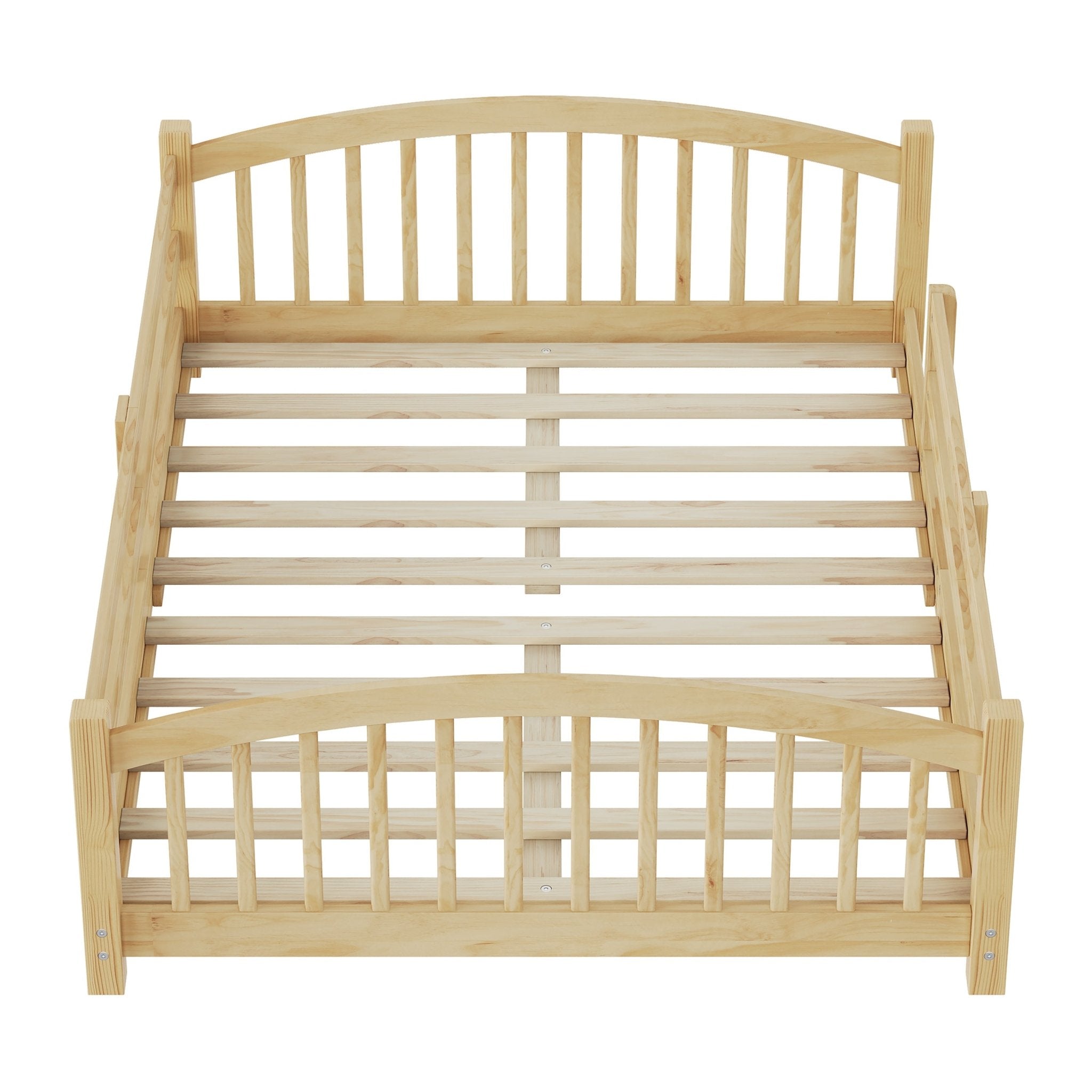 Bellemave® Twin Size Montessori Floor Bed with Slats, Rails,Fence & Headboard, White - Bellemave