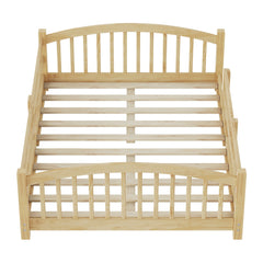 Bellemave® Twin Size Montessori Floor Bed with Slats, Rails,Fence & Headboard, White - Bellemave