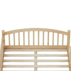 Bellemave® Twin Size Montessori Floor Bed with Slats, Rails,Fence & Headboard, White - Bellemave