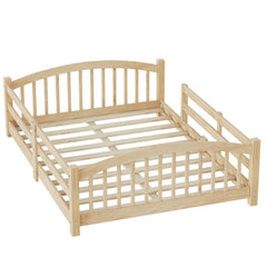 Bellemave® Twin Size Montessori Floor Bed with Slats, Rails,Fence & Headboard, White - Bellemave