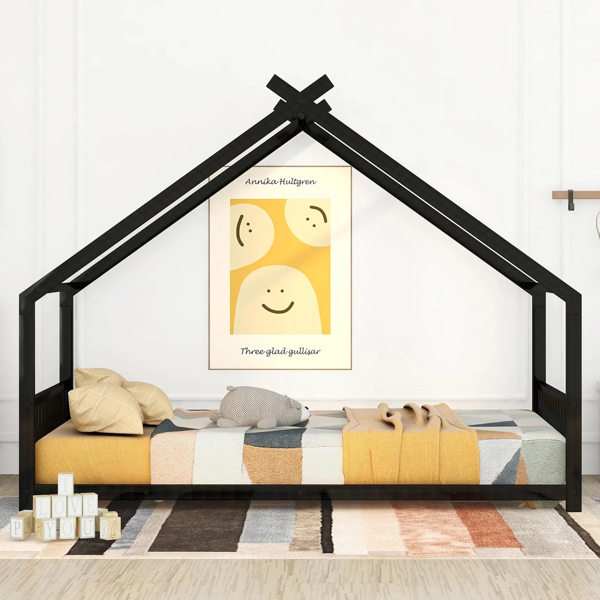 Bellemave® Twin Size Montessori Metal House Bed - Bellemave
