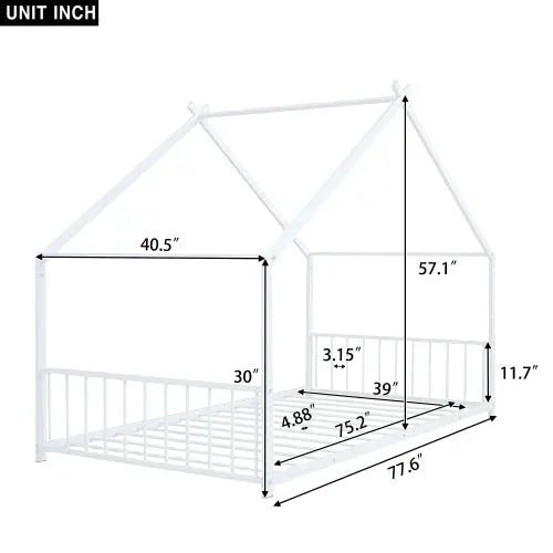 Bellemave® Twin Size Montessori Metal House Bed - Bellemave