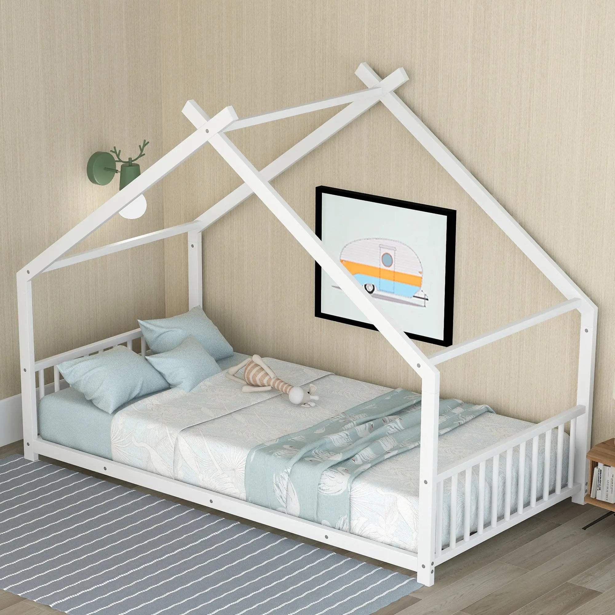 Bellemave® Twin Size Montessori Metal House Bed - Bellemave