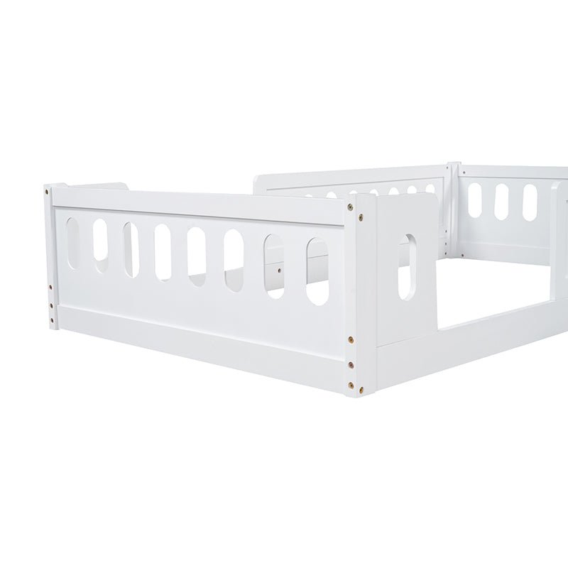 Bellemave® Twin Size Montessori Wood Floor Bed with Guardrail - Bellemave