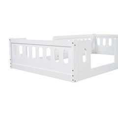 Bellemave® Twin Size Montessori Wood Floor Bed with Guardrail - Bellemave