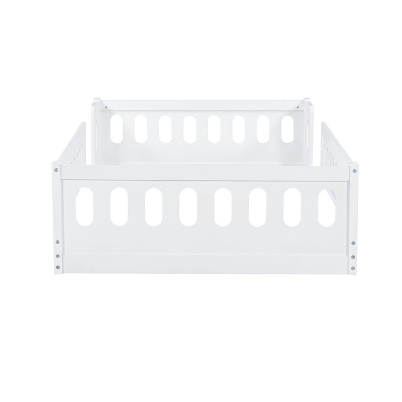 Bellemave® Twin Size Montessori Wood Floor Bed with Guardrail - Bellemave