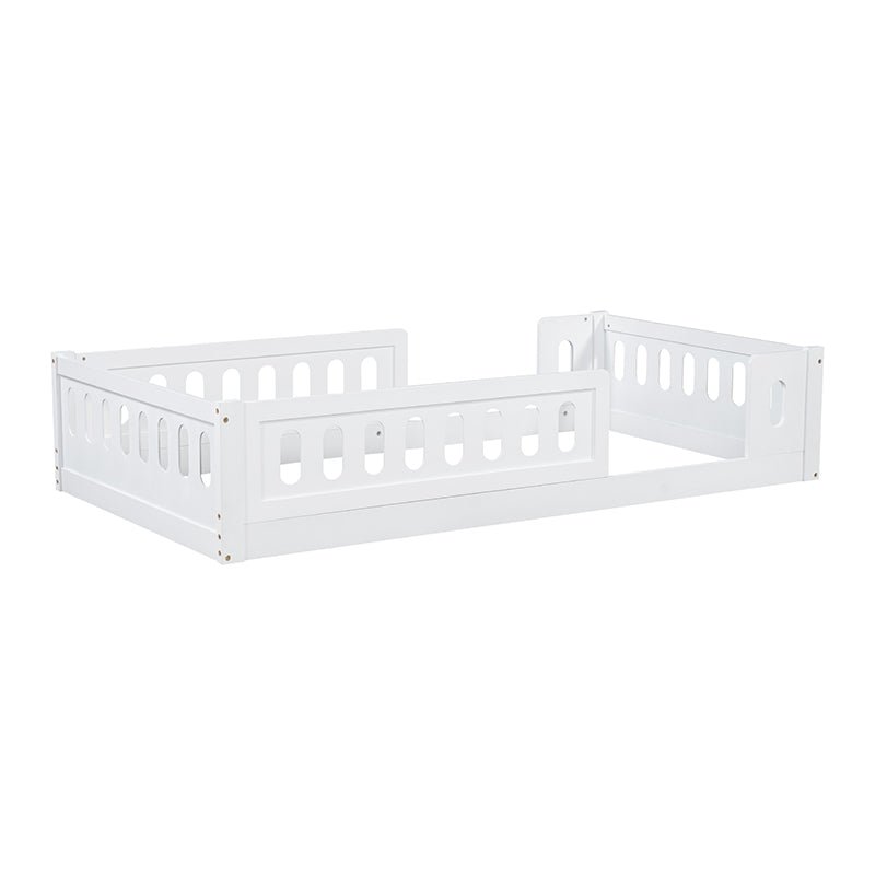 Bellemave® Twin Size Montessori Wood Floor Bed with Guardrail - Bellemave