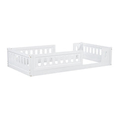 Bellemave® Twin Size Montessori Wood Floor Bed with Guardrail - Bellemave