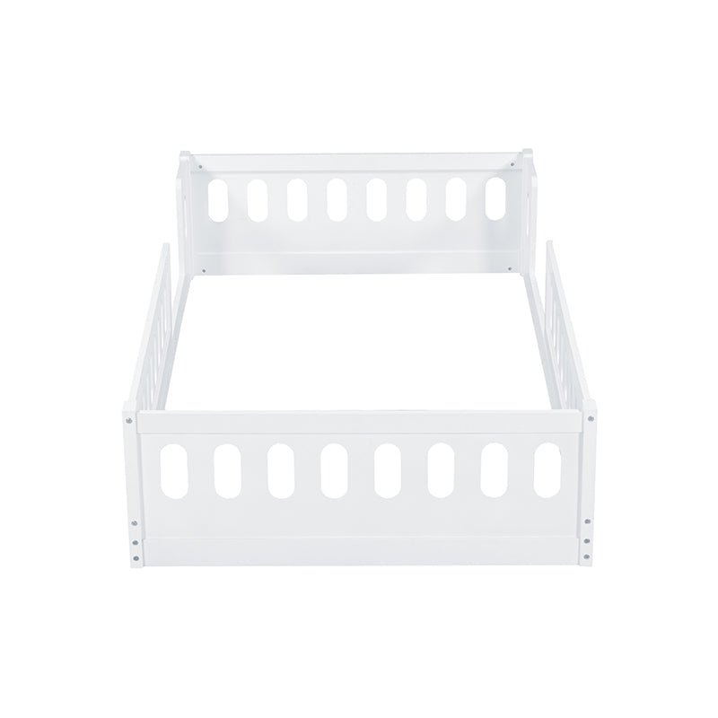 Bellemave® Twin Size Montessori Wood Floor Bed with Guardrail - Bellemave
