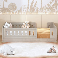Bellemave® Twin Size Montessori Wood Floor Bed with Guardrail - Bellemave