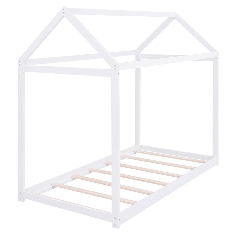 Bellemave® Twin Size Montessori Wooden House Floor Bed - Bellemave