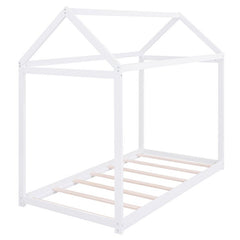 Bellemave® Twin Size Montessori Wooden House Floor Bed - Bellemave