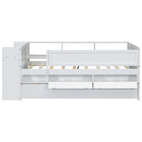 Bellemave® Twin Size Multi - Functional Daybed with Drawers and Trundle Bed, Headboard Storage and Tables, USB Charging Station - Bellemave