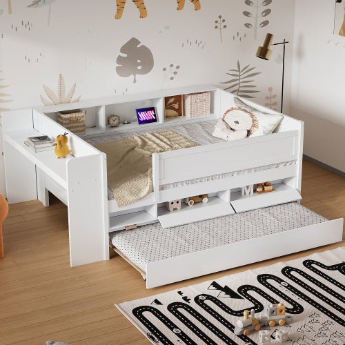 Bellemave® Twin Size Multi - Functional Daybed with Drawers and Trundle Bed, Headboard Storage and Tables, USB Charging Station - Bellemave