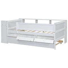 Bellemave® Twin Size Multi - Functional Daybed with Drawers and Trundle Bed, Headboard Storage and Tables, USB Charging Station - Bellemave