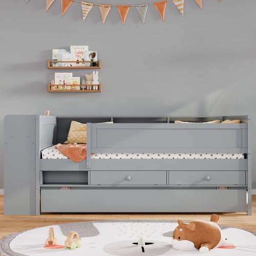 Bellemave® Twin Size Multi - Functional Daybed with Drawers and Trundle Bed, Headboard Storage and Tables, USB Charging Station - Bellemave