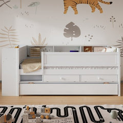 Bellemave® Twin Size Multi - Functional Daybed with Drawers and Trundle Bed, Headboard Storage and Tables, USB Charging Station - Bellemave