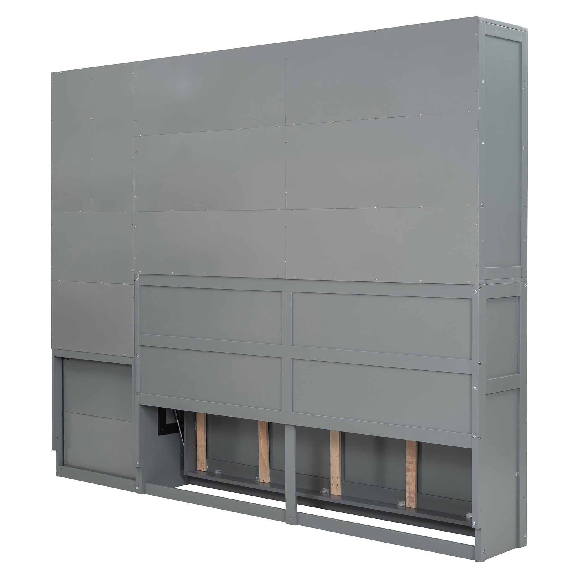 Bellemave® Twin Size Murphy Bed, Wooden Twin Wall Bed Frame with Closet, Drawers & Desk - Bellemave