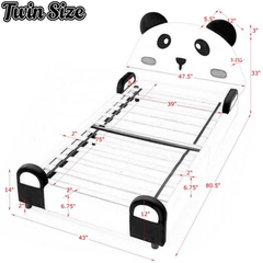 Bellemave® Twin Size Panda Headboard Platform Bed Frame, Velvet Upholstered, for Boys and Girls, White - Bellemave