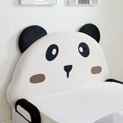 Bellemave® Twin Size Panda Headboard Platform Bed Frame, Velvet Upholstered, for Boys and Girls, White - Bellemave