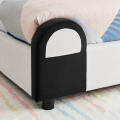 Bellemave® Twin Size Panda Headboard Platform Bed Frame, Velvet Upholstered, for Boys and Girls, White - Bellemave