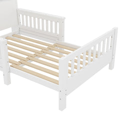 Bellemave® Twin Size Platform Bed Frame with Storage Headboard and Removable Footboard, Pull - Out Design, Twin Size Wood Bed Frame with Rails on Both Sides - Bellemave