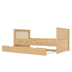 Bellemave® Twin Size Platform Bed Frame with Trundle Bed Frame for Bedroom, Twin Size Corner Bed with 3 Storage Drawers, Headboard and Footboard, No Spring Box Needed, White - Bellemave