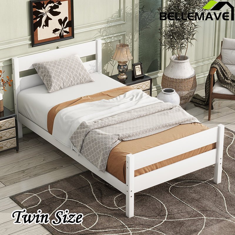 Bellemave® Twin Size Platform Bed with Headboard and Footboard - Bellemave