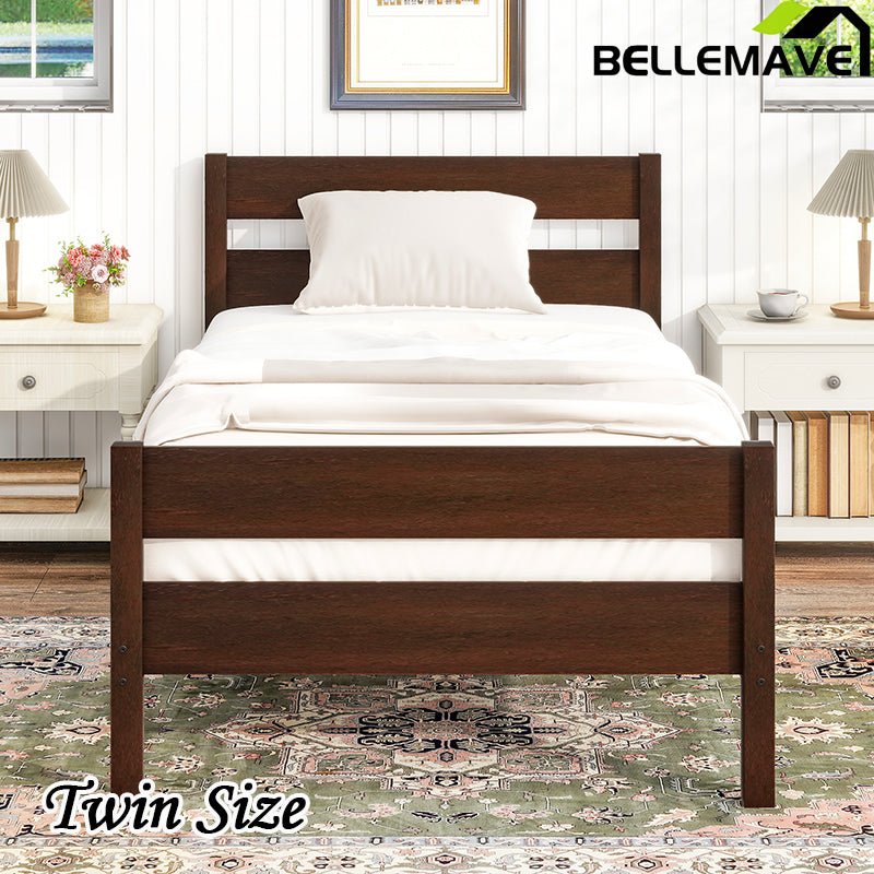 Bellemave® Twin Size Platform Bed with Headboard and Footboard - Bellemave