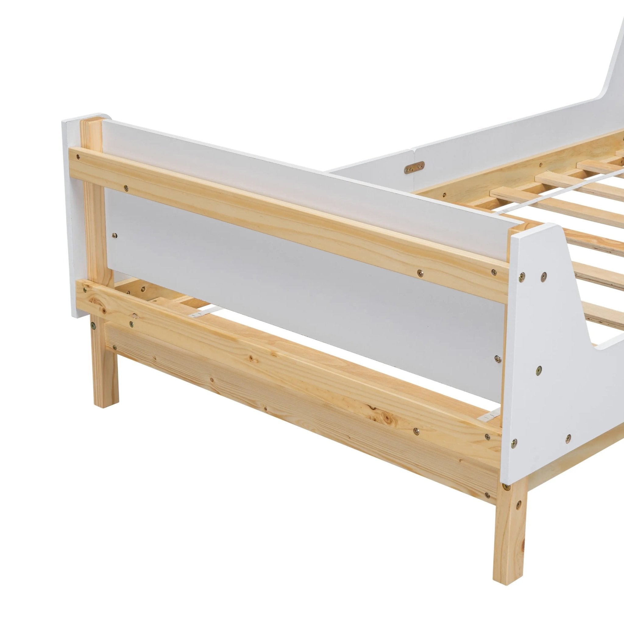 Bellemave® Twin Size Platform Bed with Headboard, Footboard and Safeguards - Bellemave