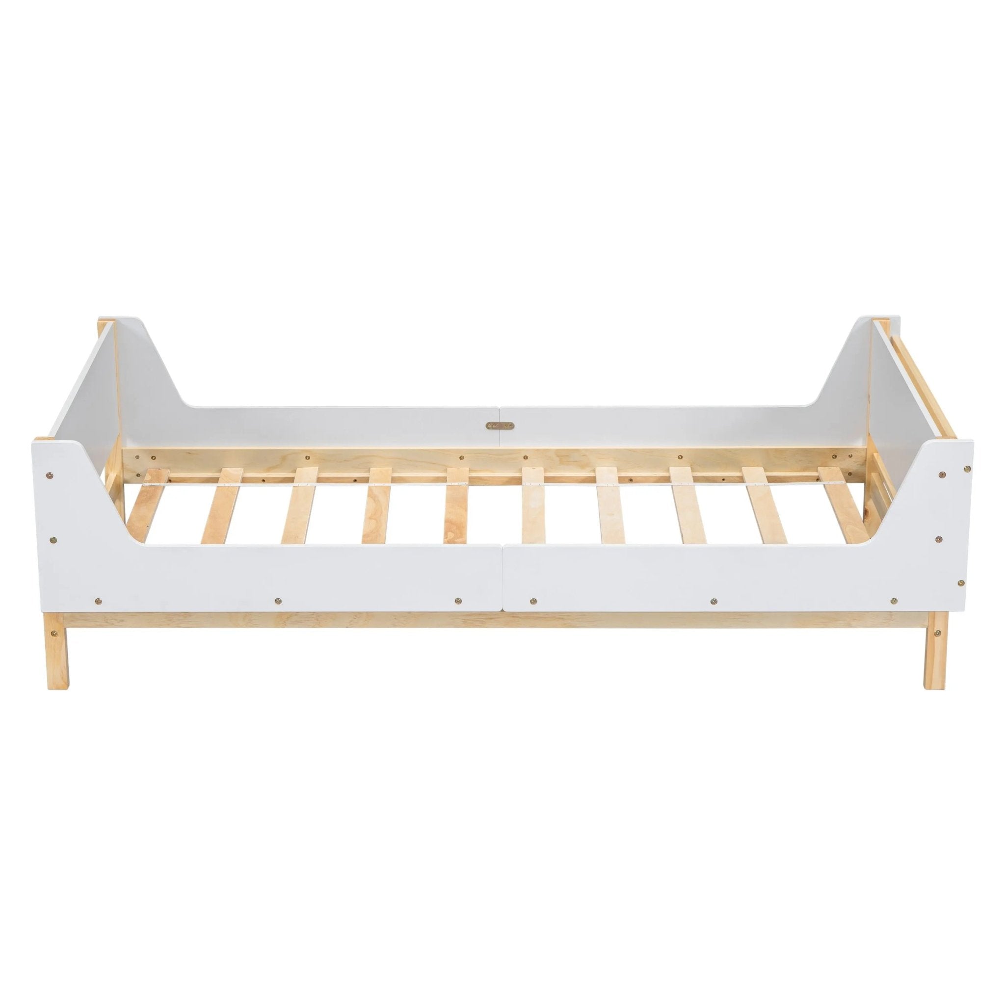 Bellemave® Twin Size Platform Bed with Headboard, Footboard and Safeguards - Bellemave