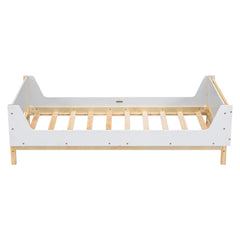 Bellemave® Twin Size Platform Bed with Headboard, Footboard and Safeguards - Bellemave