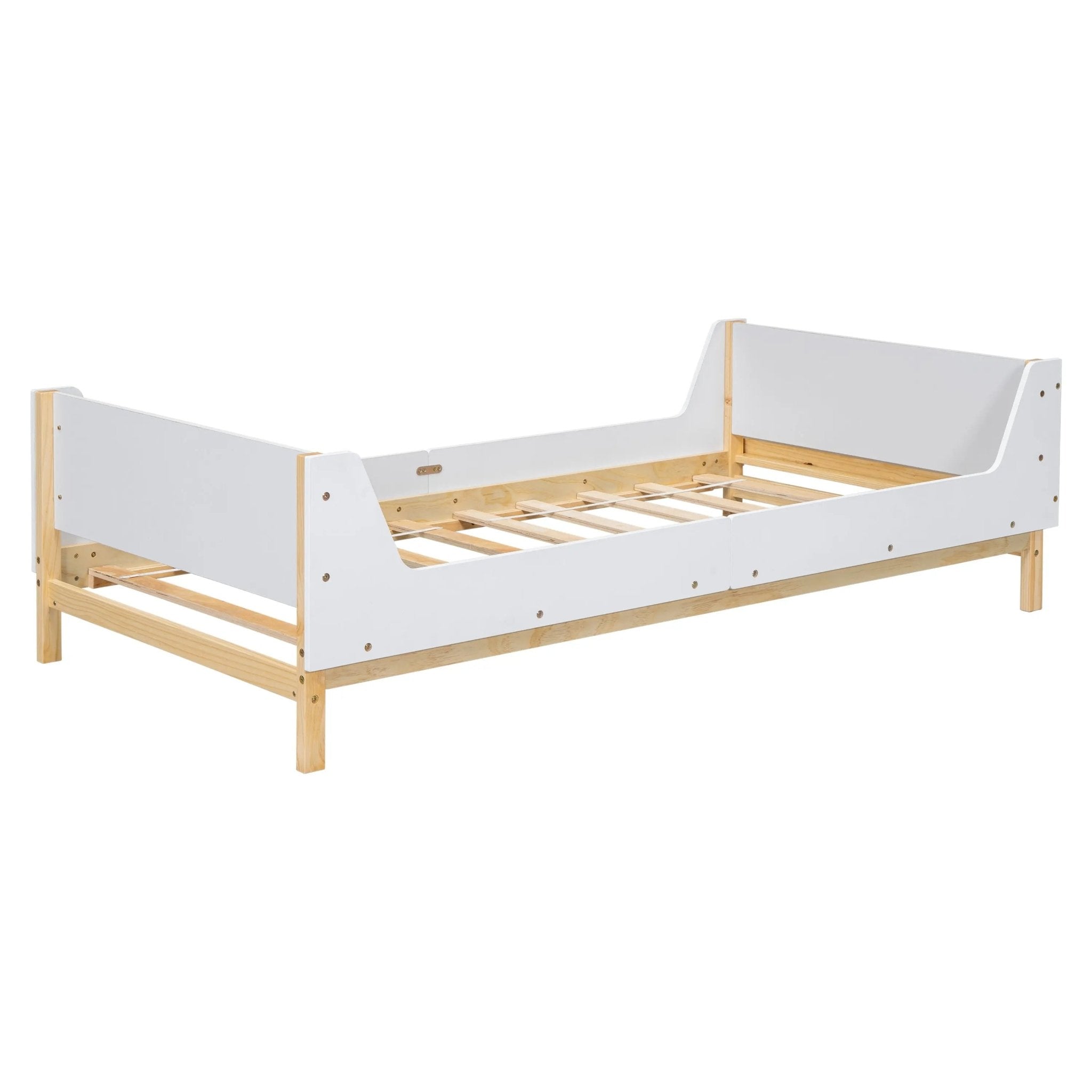 Bellemave® Twin Size Platform Bed with Headboard, Footboard and Safeguards - Bellemave