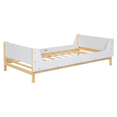Bellemave® Twin Size Platform Bed with Headboard, Footboard and Safeguards - Bellemave