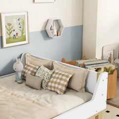 Bellemave® Twin Size Platform Bed with Headboard, Footboard and Safeguards - Bellemave